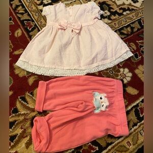 6-9M Baby Dress and Pants Bundle